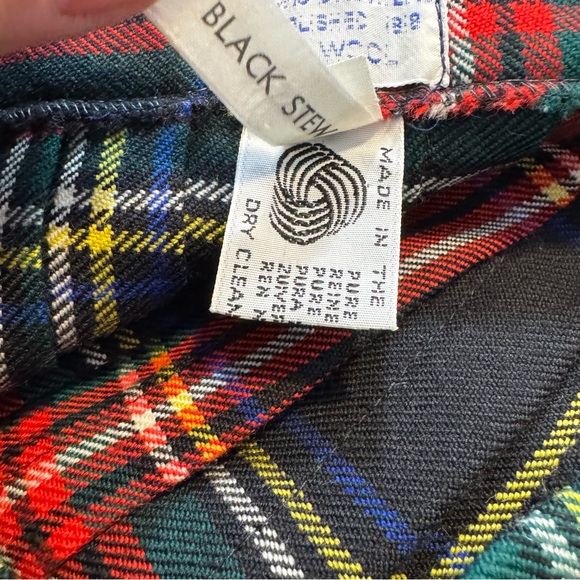 Brooks Brothers Vintage Black Stewart Wool Tartan Plaid Midi Kilt Skirt Academia - Picture 10 of 11